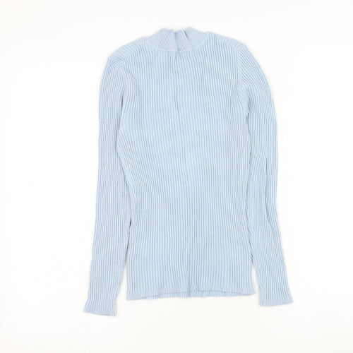 Primark Womens Blue High Neck Viscose Pullover Jumper Size 10