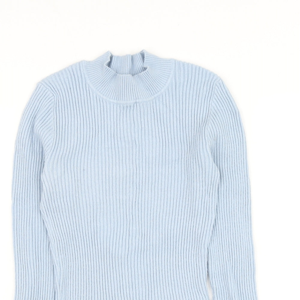 Primark Womens Blue High Neck Viscose Pullover Jumper Size 10