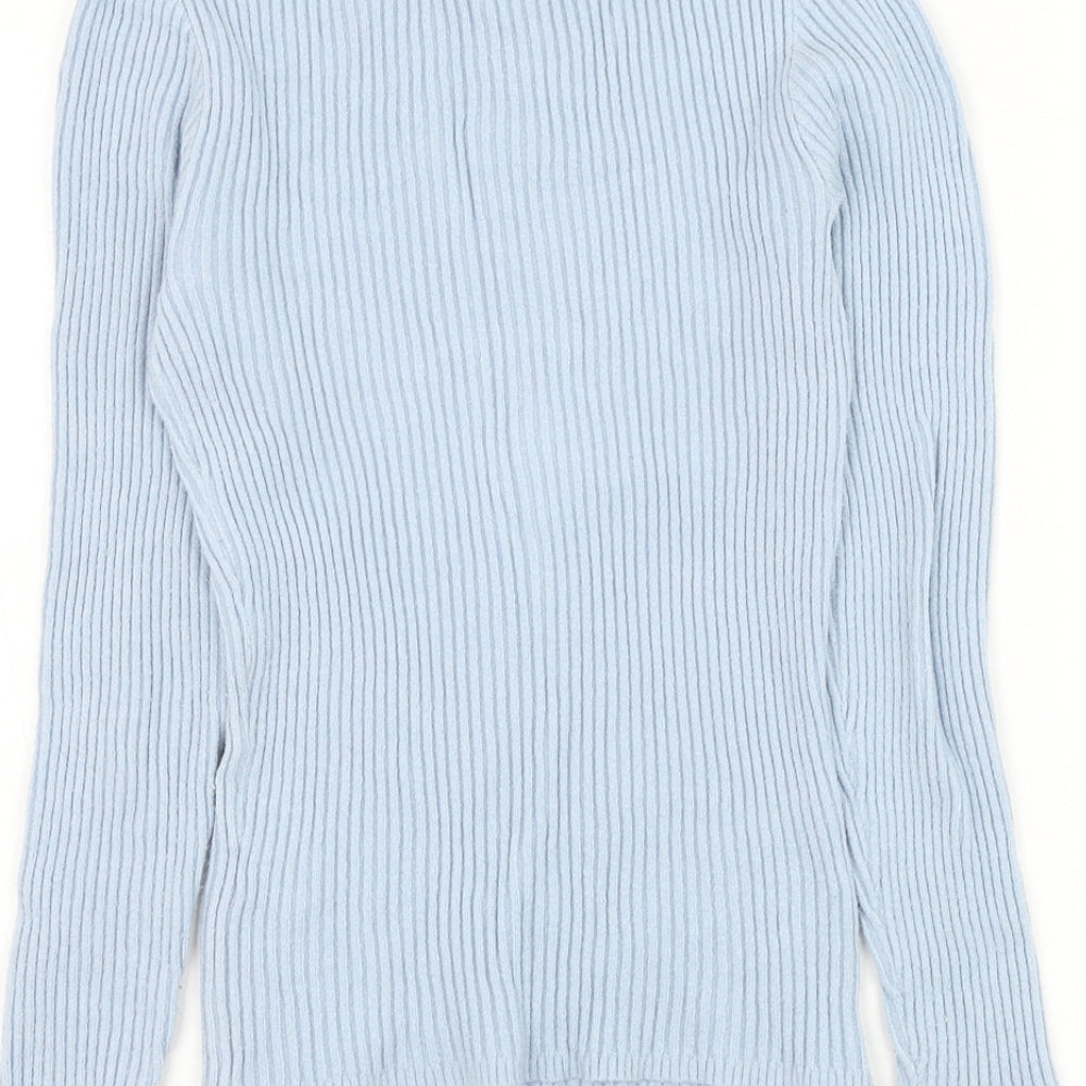 Primark Womens Blue High Neck Viscose Pullover Jumper Size 10