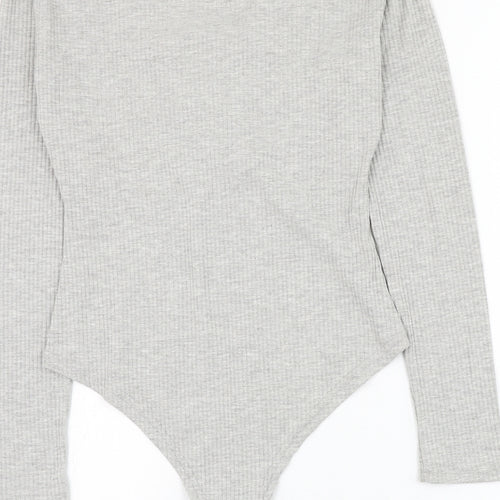 Dicloud Womens Grey Polyester Bodysuit One-Piece Size S Snap