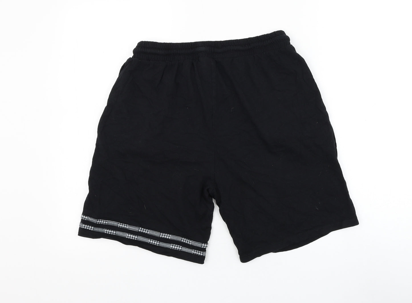 Boohoo Womens Black Cotton Sweat Shorts Size L L8 in Regular Drawstring