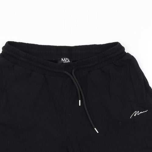 Boohoo Womens Black Cotton Sweat Shorts Size L L8 in Regular Drawstring