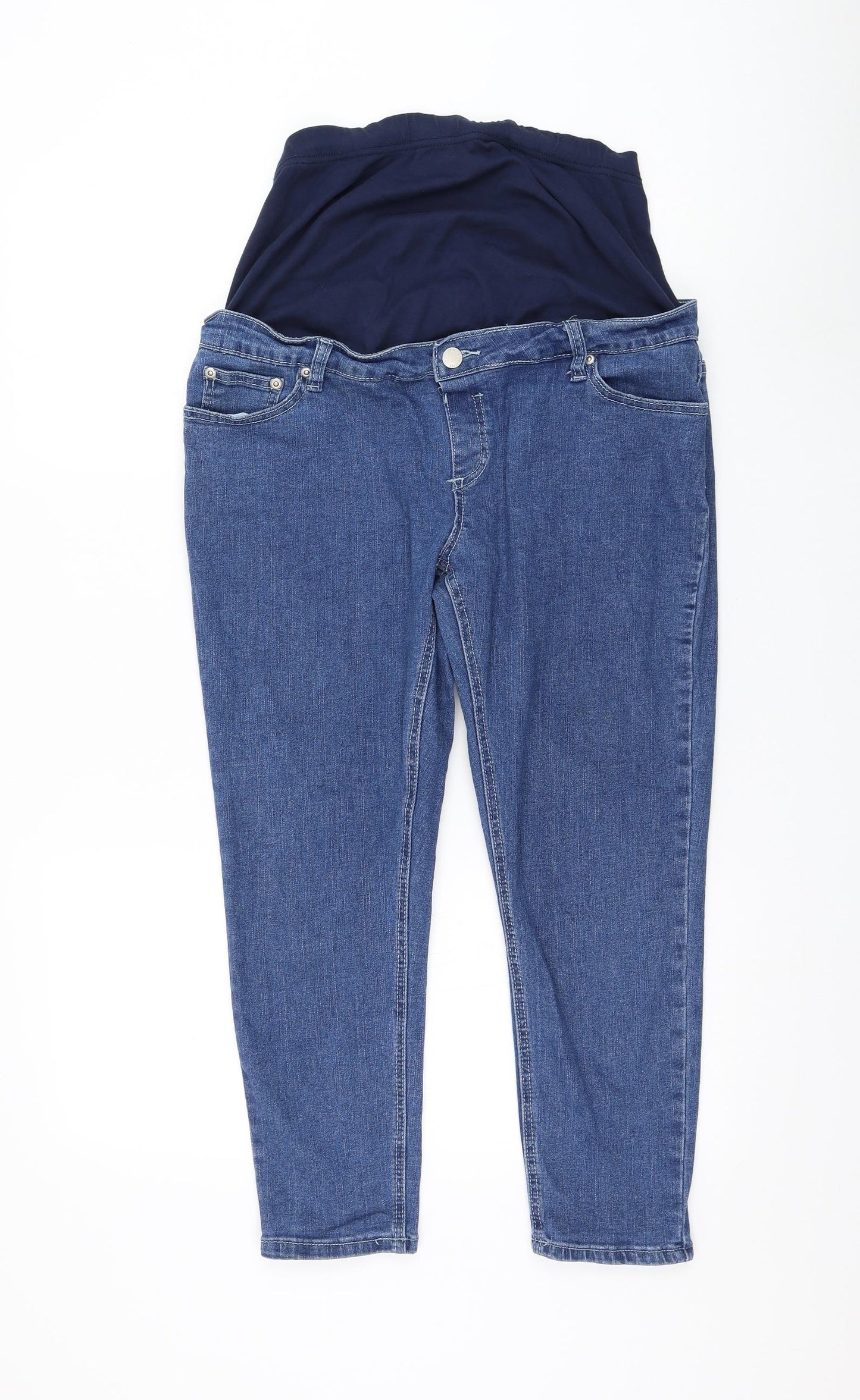 In the Style Womens Blue Cotton Skinny Jeans Size 12 L24 in Regular Button