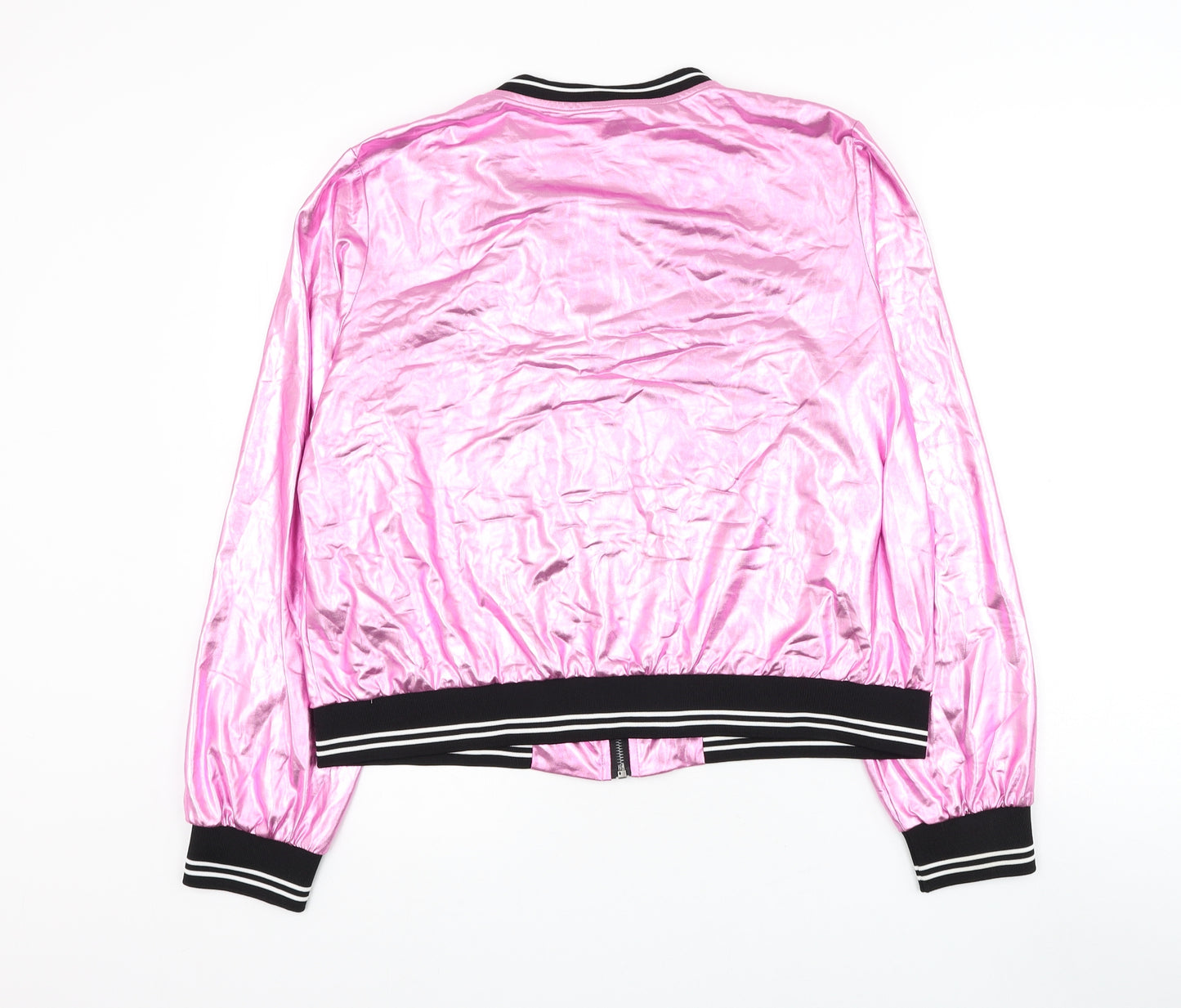 Allegra K Womens Pink Bomber Jacket Jacket Size L Zip