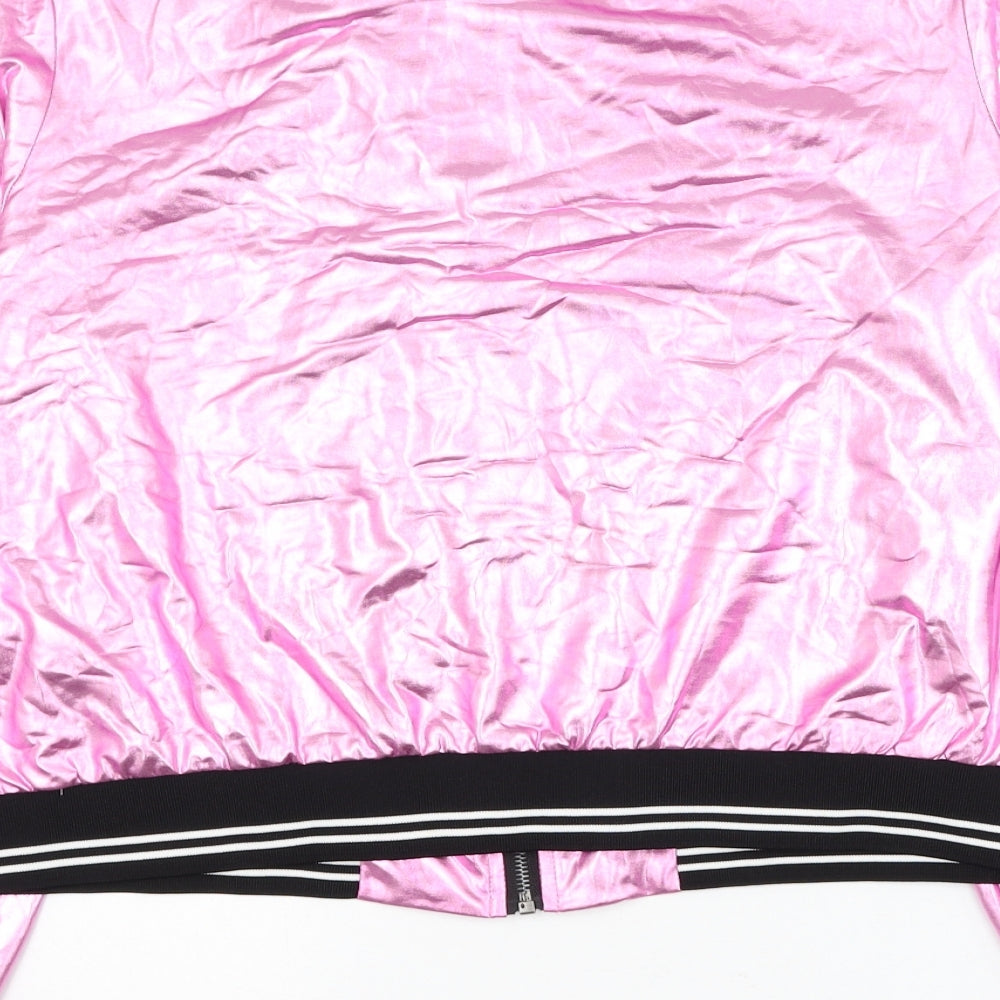 Allegra K Womens Pink Bomber Jacket Jacket Size L Zip