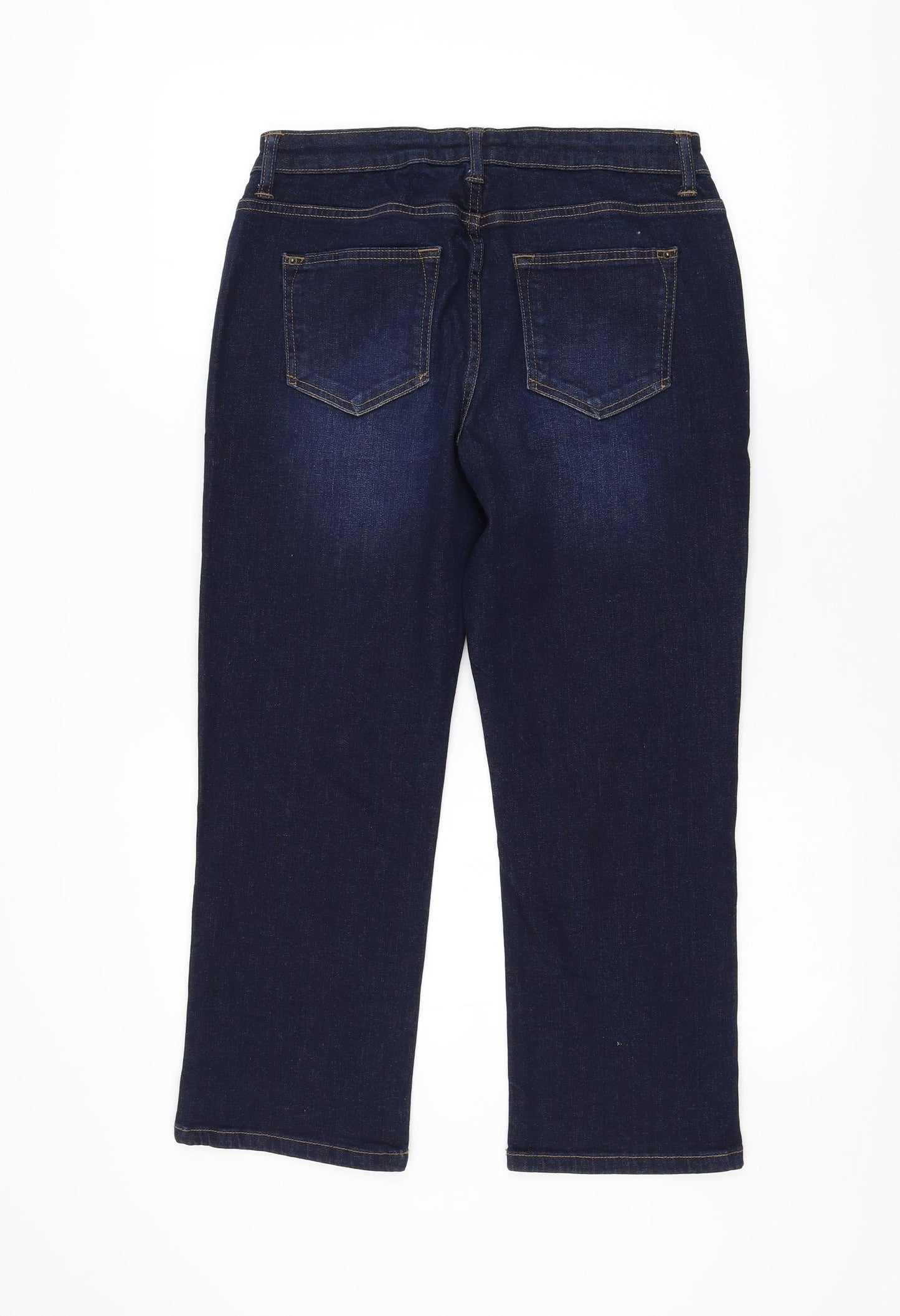 Peacocks Womens Blue Cotton Cropped Jeans Size 12 L24 in Regular Zip