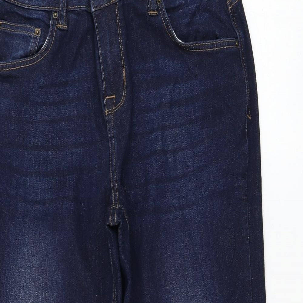 Peacocks Womens Blue Cotton Cropped Jeans Size 12 L24 in Regular Zip