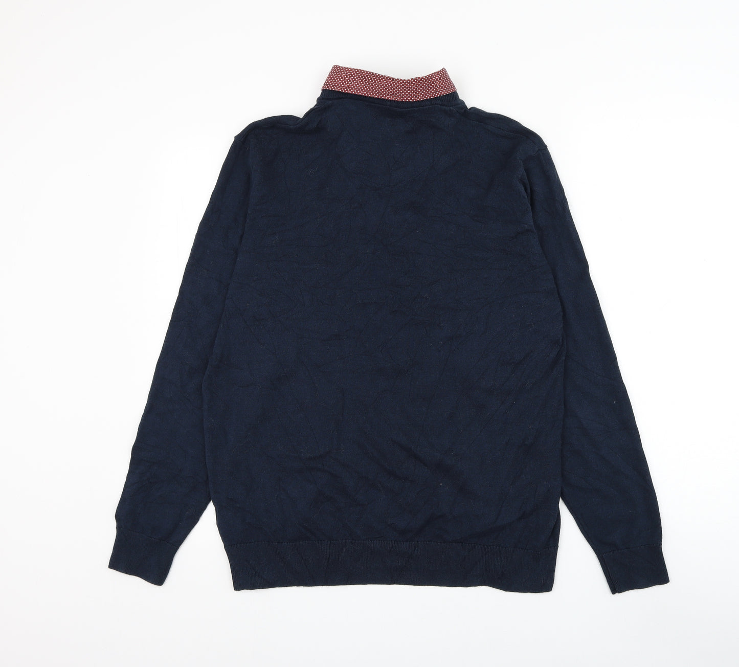 NEXT Mens Blue Collared Cotton Pullover Jumper Size L