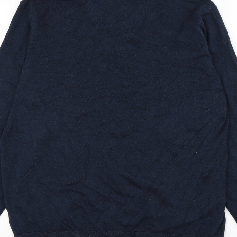 NEXT Mens Blue Collared Cotton Pullover Jumper Size L