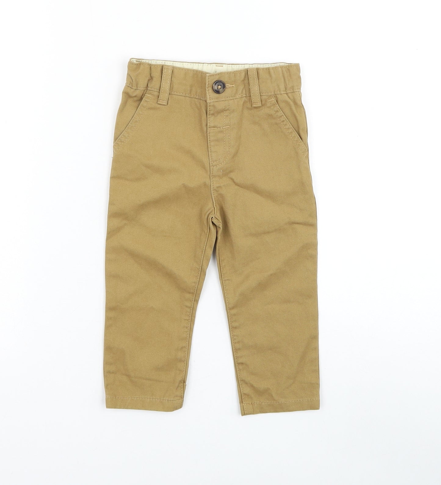 Marks and Spencer Boys Brown Cotton Capri Trousers Size 12-18 Months Button