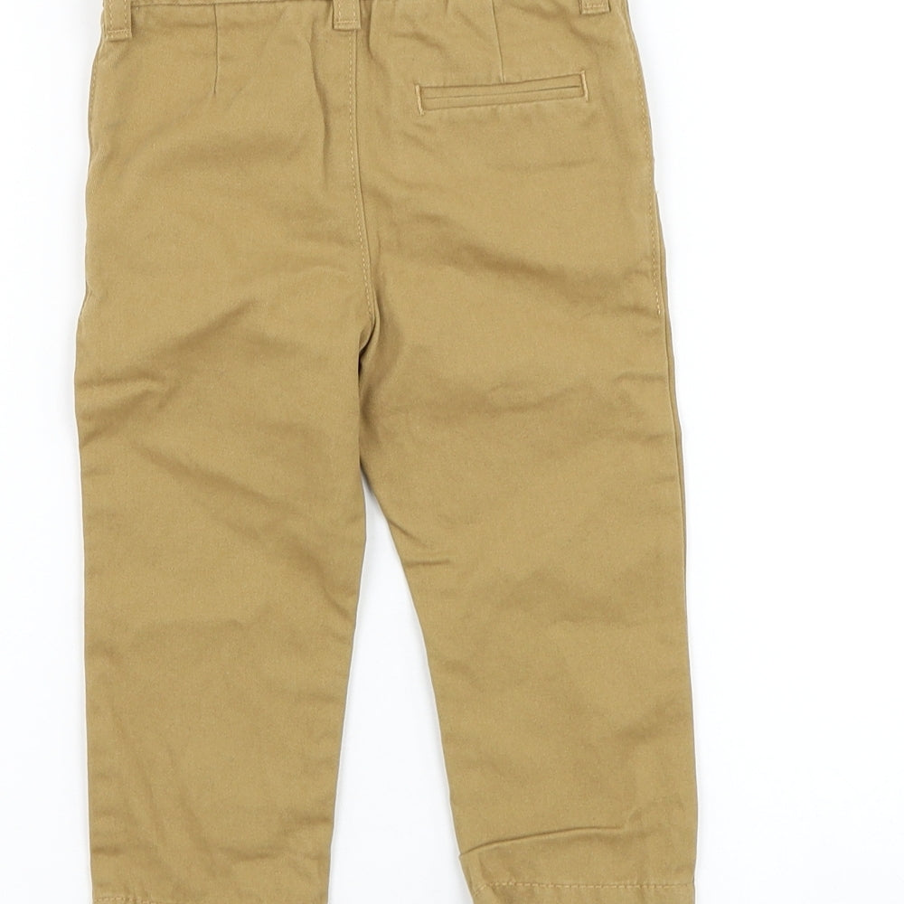 Marks and Spencer Boys Brown Cotton Capri Trousers Size 12-18 Months Button