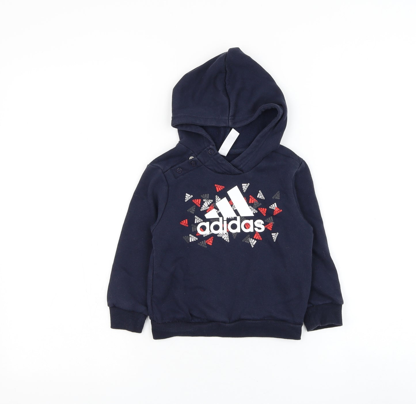 adidas Boys Blue Cotton Pullover Jumper Size 18-24 Months Pullover