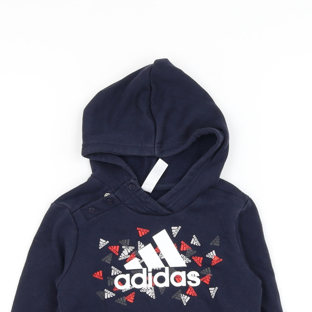 adidas Boys Blue Cotton Pullover Jumper Size 18-24 Months Pullover