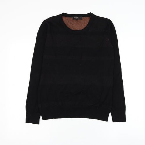 Mud Flower Womens Black Round Neck Striped Viscose Pullover Jumper Size S