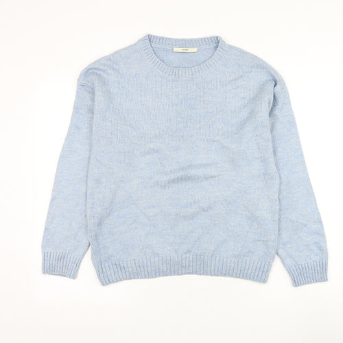 George Womens Blue Round Neck Acrylic Pullover Jumper Size 8