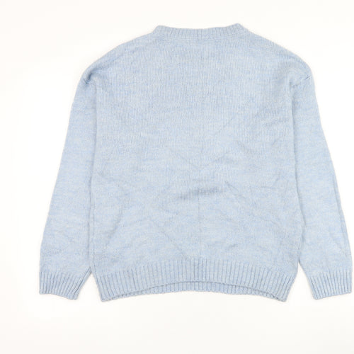 George Womens Blue Round Neck Acrylic Pullover Jumper Size 8