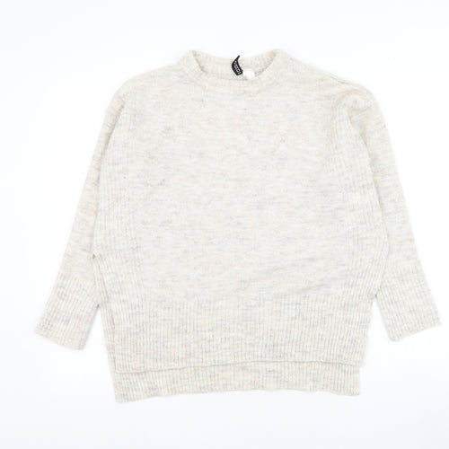 Divided by H&M Womens Ivory Round Neck Acrylic Pullover Jumper Size S