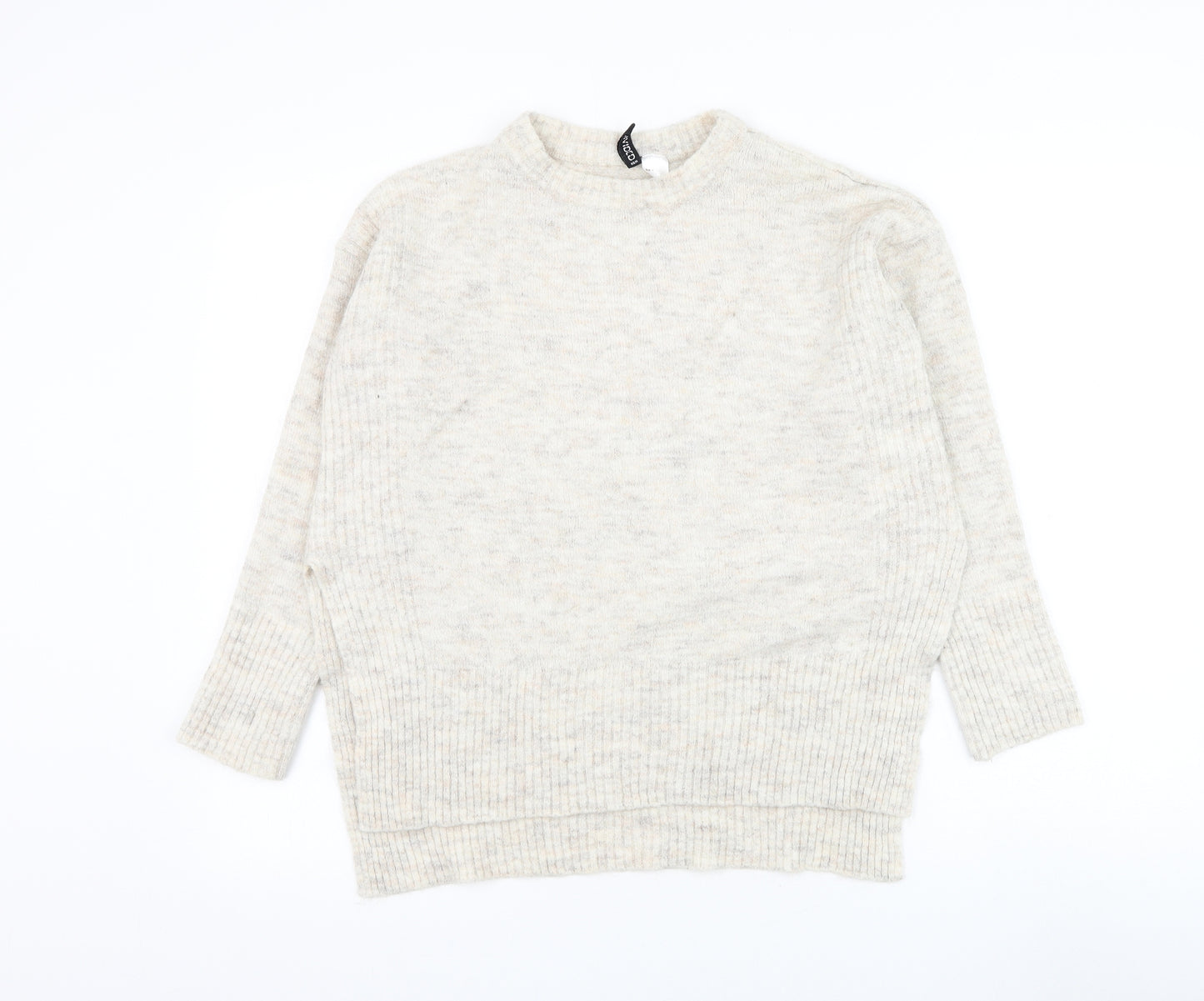 Divided by H&M Womens Ivory Round Neck Acrylic Pullover Jumper Size S