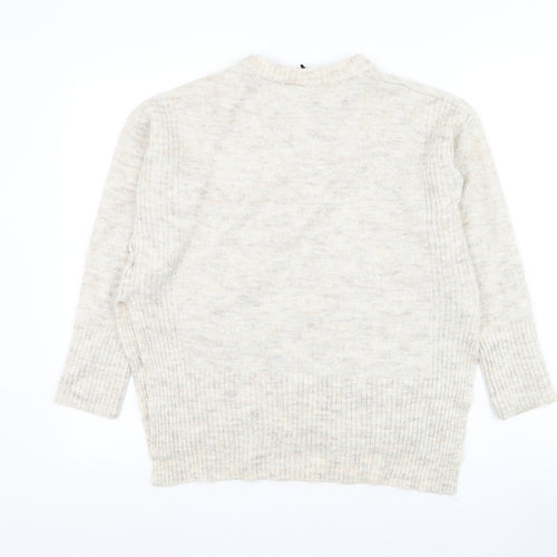 Divided by H&M Womens Ivory Round Neck Acrylic Pullover Jumper Size S