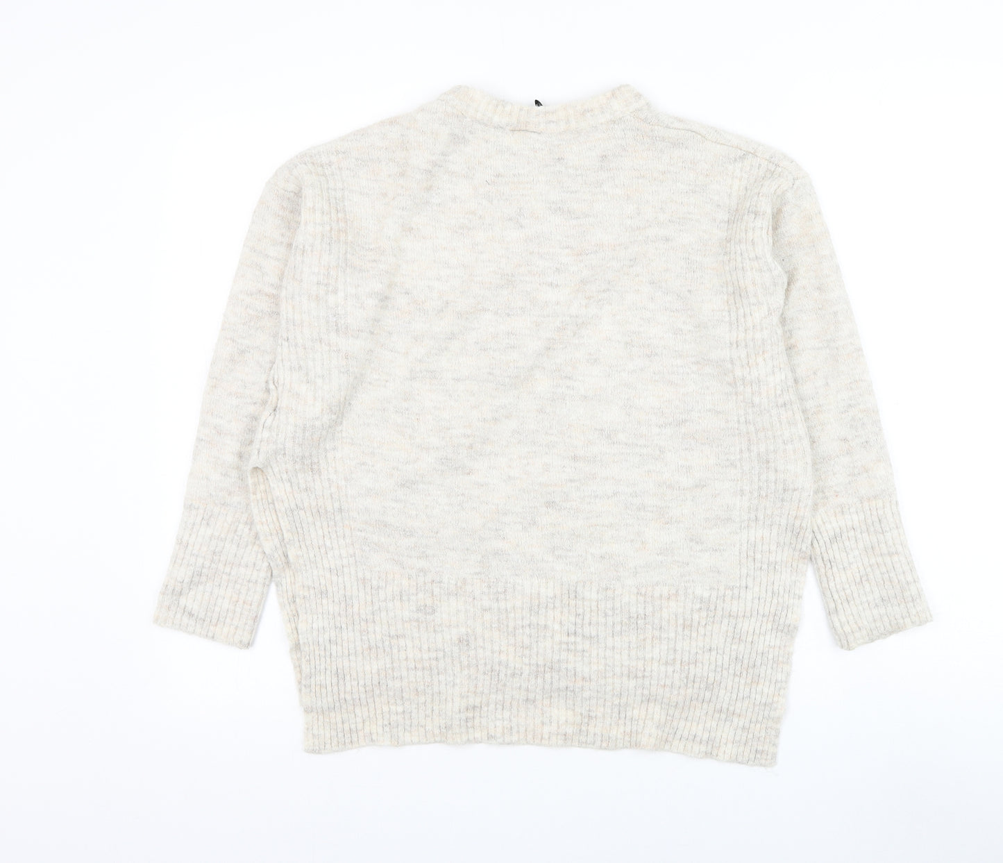 Divided by H&M Womens Ivory Round Neck Acrylic Pullover Jumper Size S