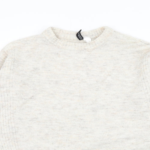 Divided by H&M Womens Ivory Round Neck Acrylic Pullover Jumper Size S