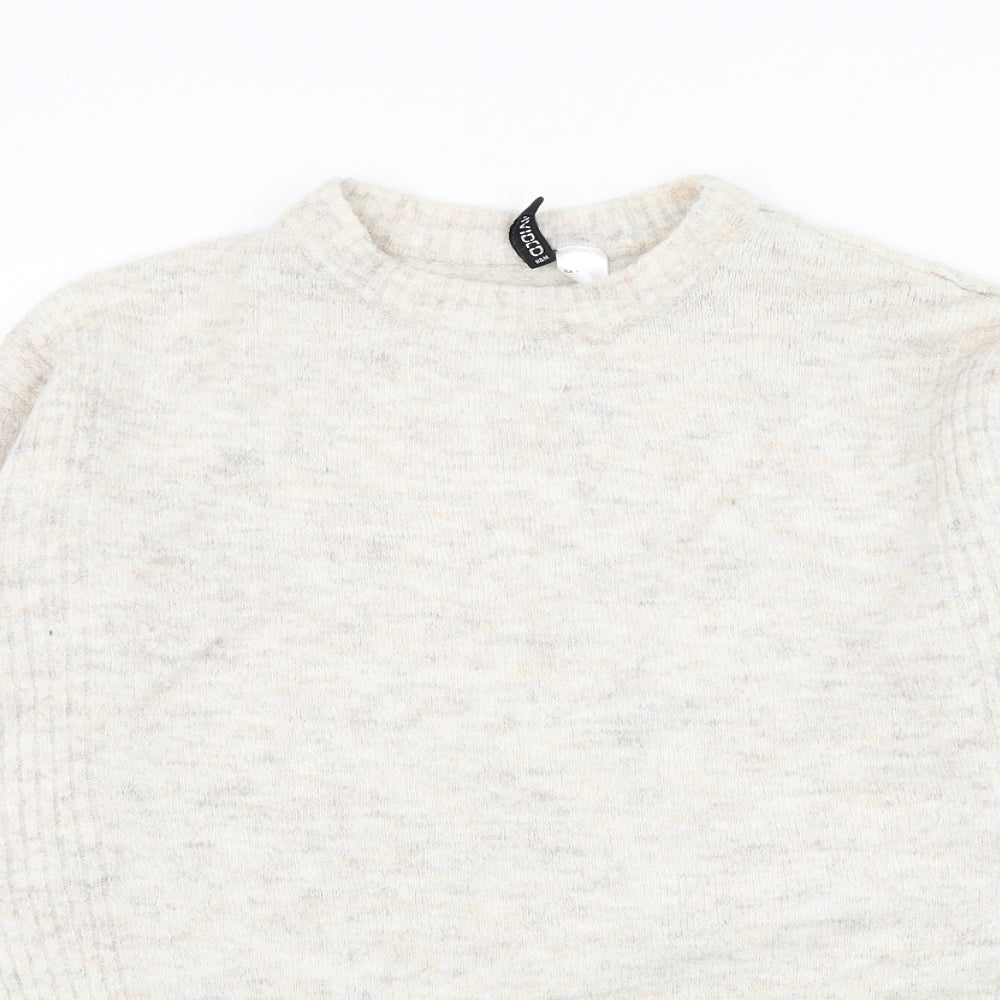 Divided by H&M Womens Ivory Round Neck Acrylic Pullover Jumper Size S