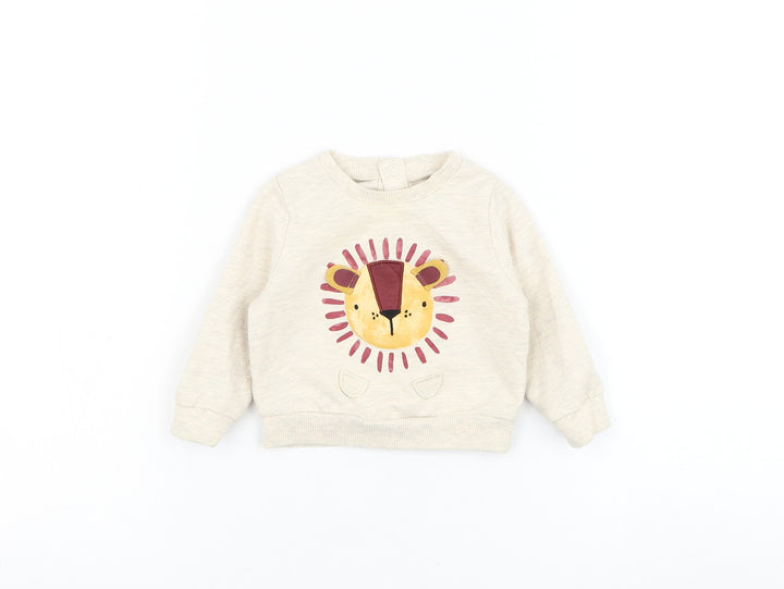 TU Boys Beige Cotton Pullover Jumper Size 0-3 Months Pullover - Lion