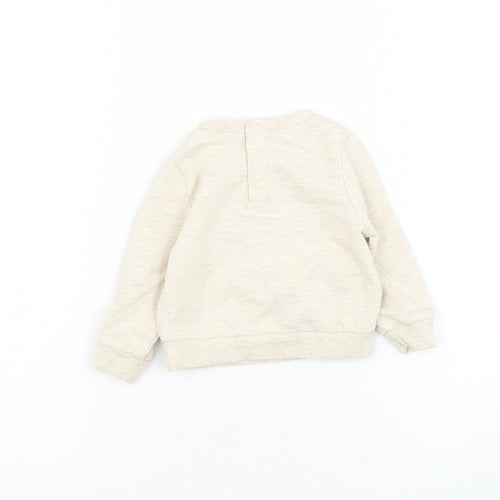 TU Boys Beige Cotton Pullover Jumper Size 0-3 Months Pullover - Lion