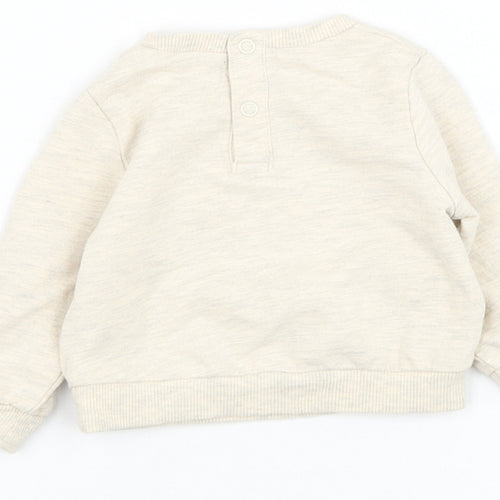TU Boys Beige Cotton Pullover Jumper Size 0-3 Months Pullover - Lion