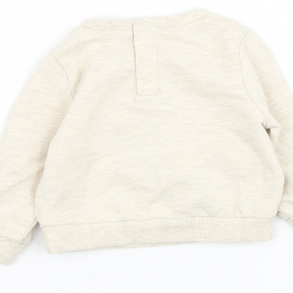 TU Boys Beige Cotton Pullover Jumper Size 0-3 Months Pullover - Lion