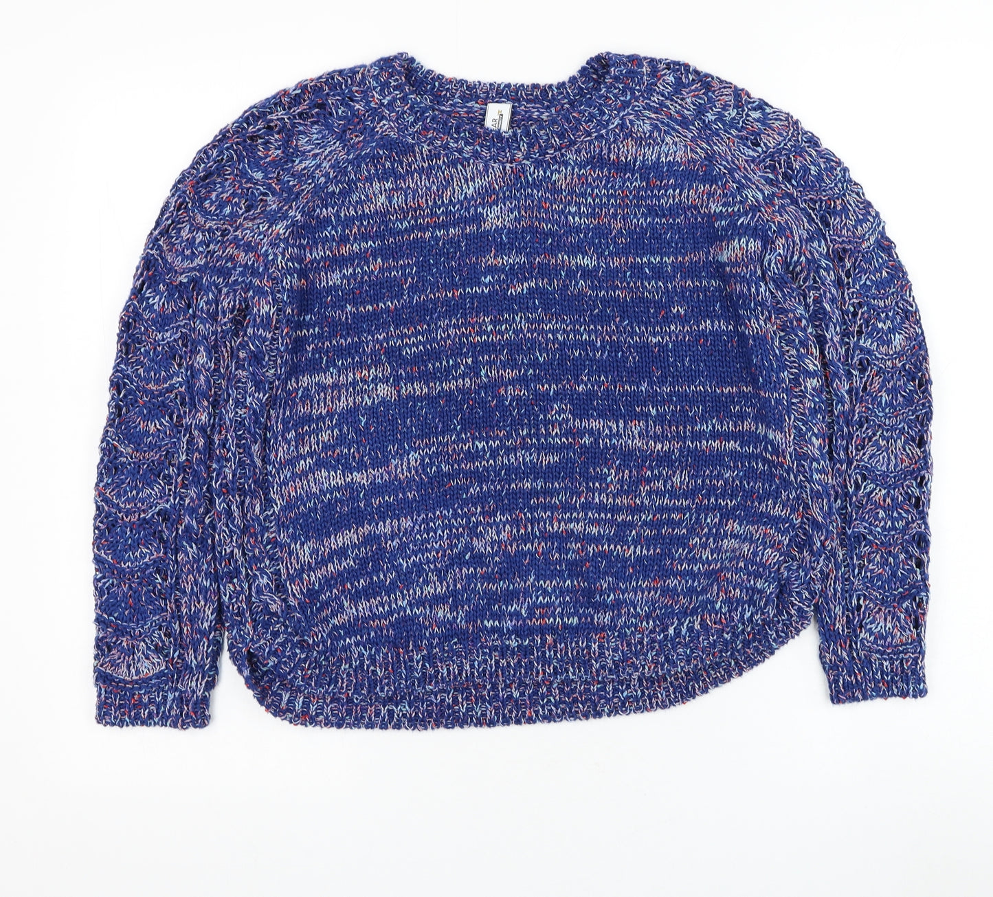 Pull&Bear Womens Blue Round Neck Acrylic Pullover Jumper Size S