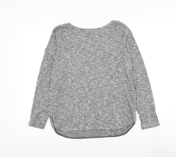 H&M Womens Grey Round Neck Viscose Pullover Jumper Size S - Ribbed