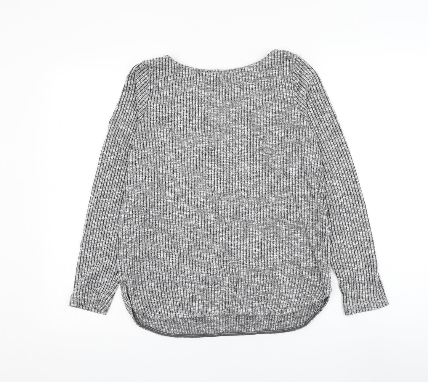 H&M Womens Grey Round Neck Viscose Pullover Jumper Size S - Ribbed