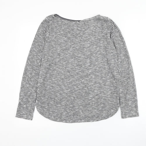 H&M Womens Grey Round Neck Viscose Pullover Jumper Size S - Ribbed