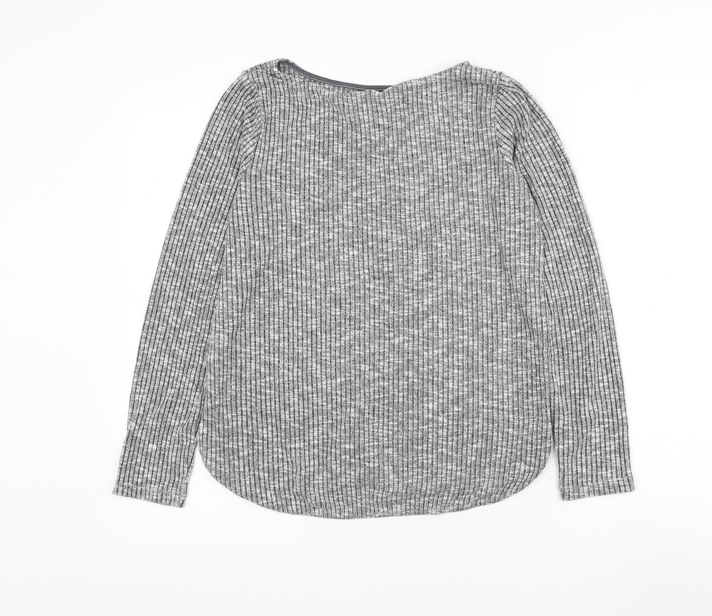 H&M Womens Grey Round Neck Viscose Pullover Jumper Size S - Ribbed