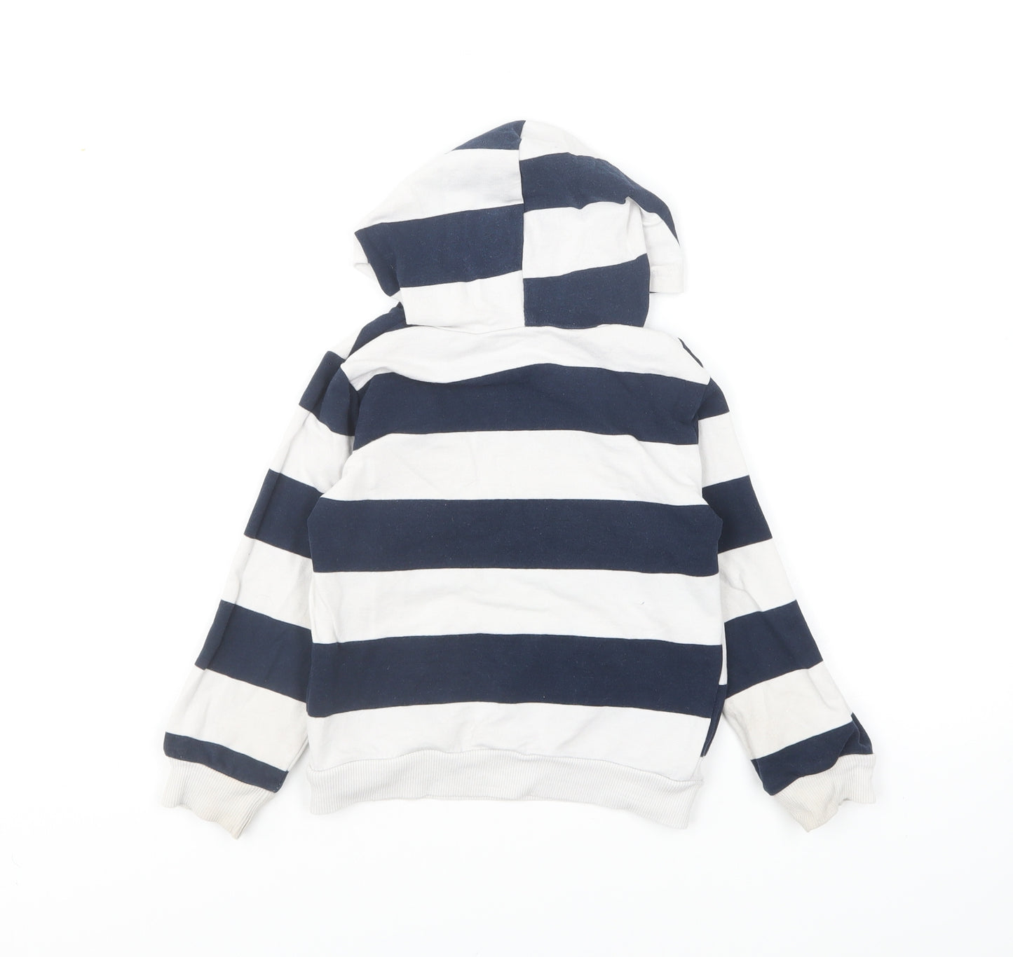 Preworn Boys Blue Striped Cotton Pullover Hoodie Size 2-3 Years Pullover