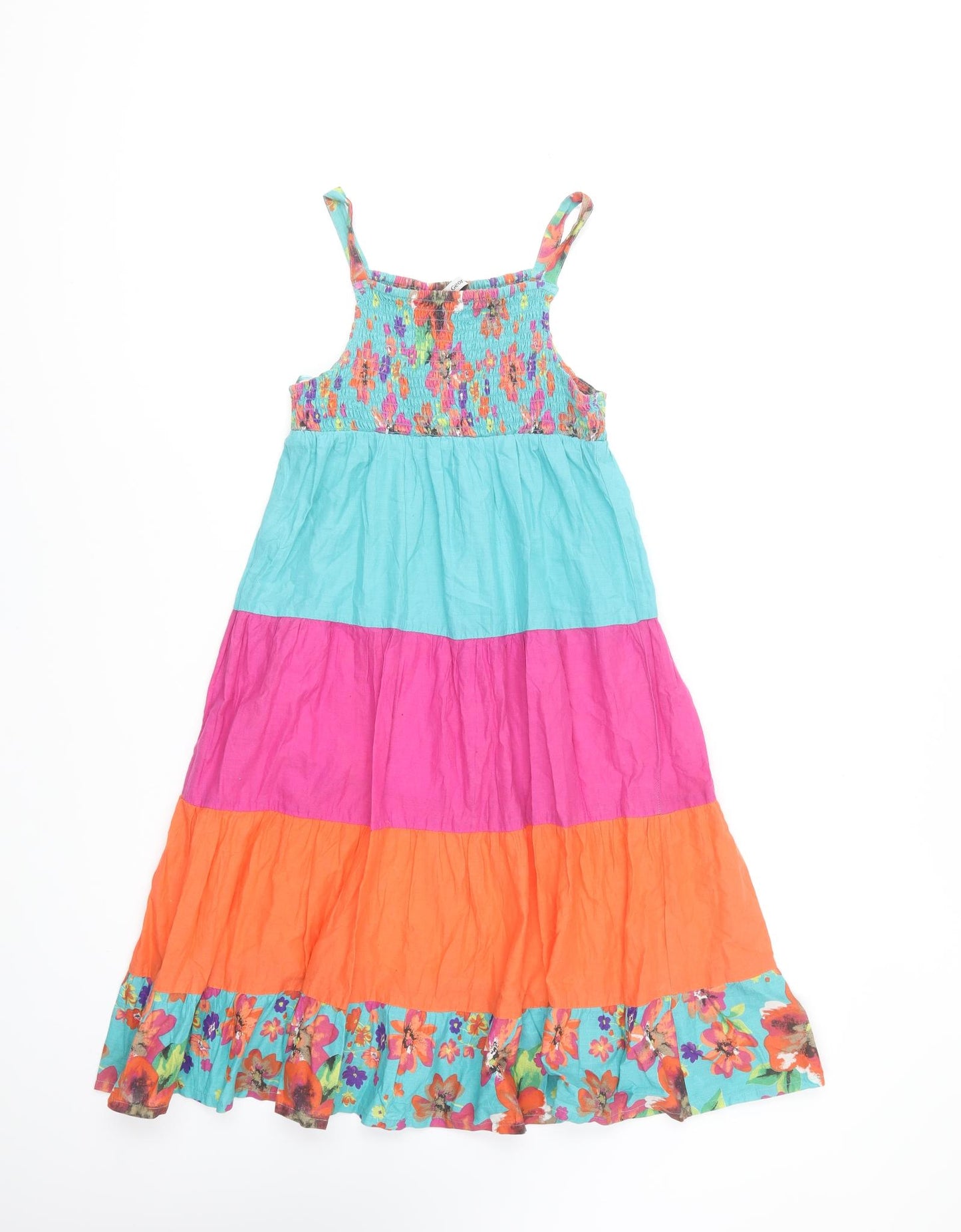 George Girls Multicoloured Floral Cotton Trapeze & Swing Size 9-10 Years Square Neck Pullover
