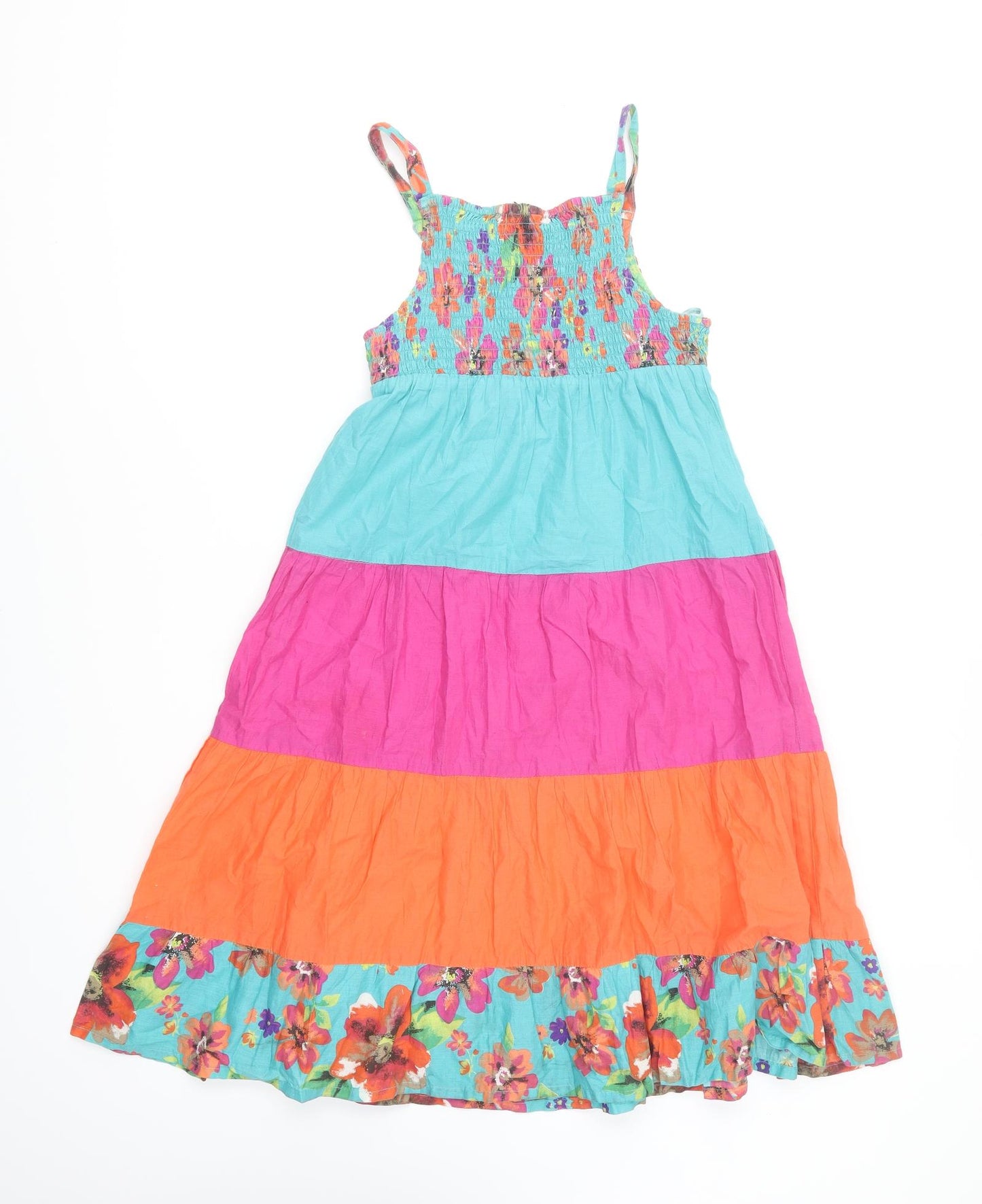 George Girls Multicoloured Floral Cotton Trapeze & Swing Size 9-10 Years Square Neck Pullover
