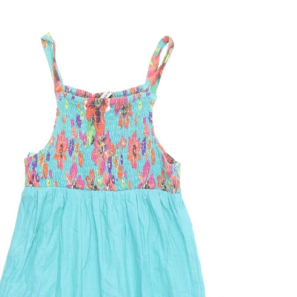 George Girls Multicoloured Floral Cotton Trapeze & Swing Size 9-10 Years Square Neck Pullover
