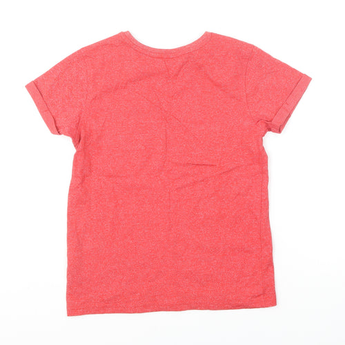 George Boys Red Cotton Basic T-Shirt Size 9-10 Years Round Neck Pullover - Pocket Detail
