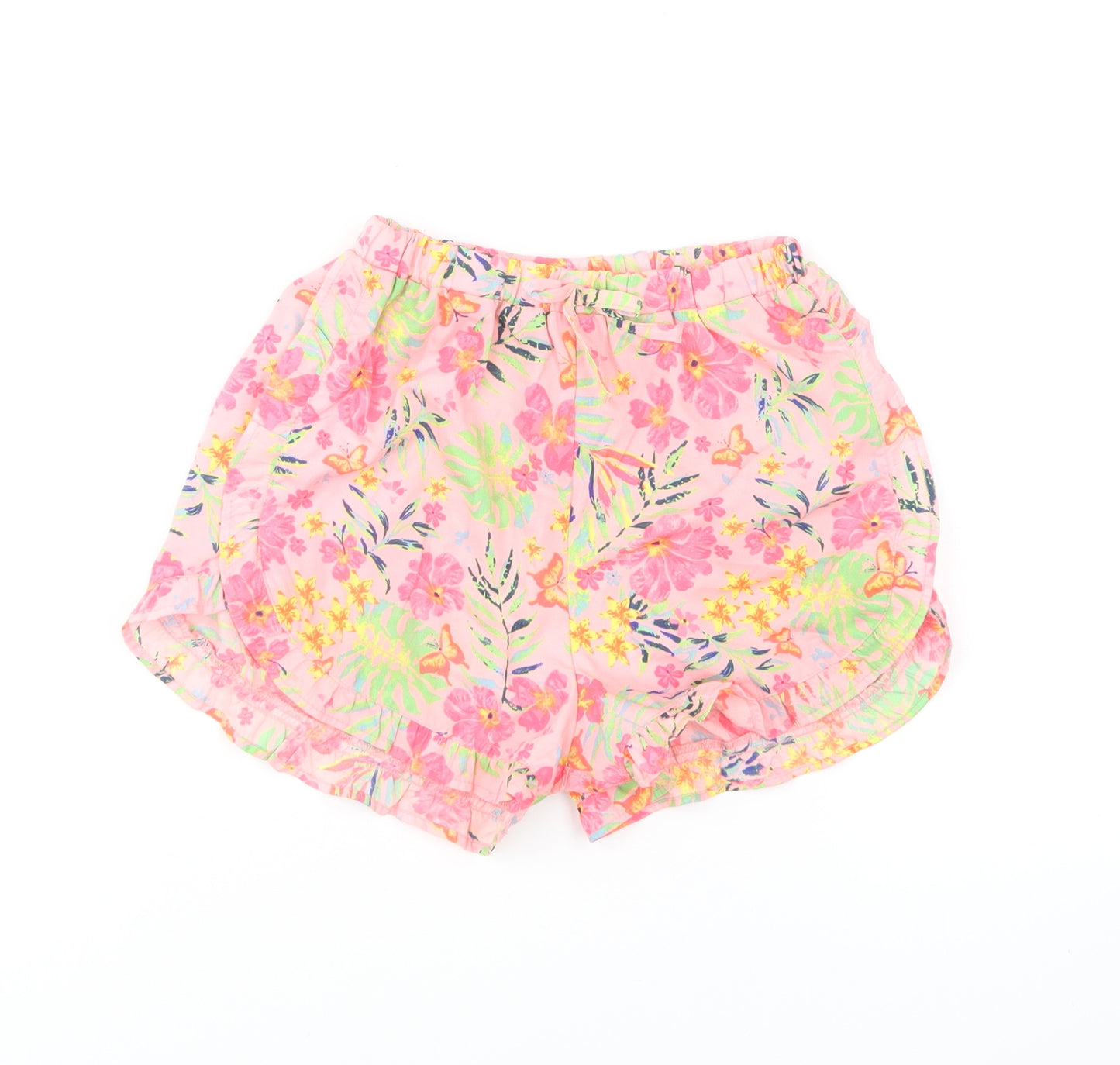 Primark Girls Pink Floral Polyester Hot Pants Shorts Size 7-8 Years Regular Drawstring