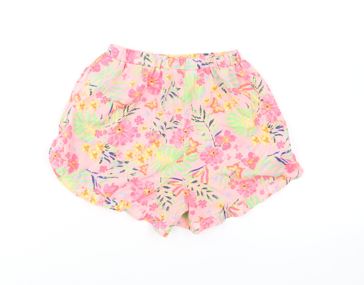 Primark Girls Pink Floral Polyester Hot Pants Shorts Size 7-8 Years Regular Drawstring