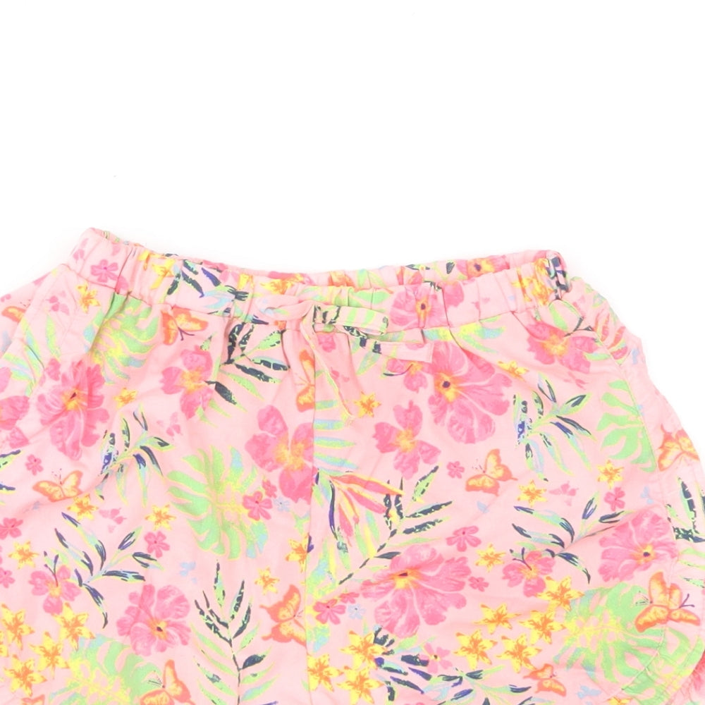 Primark Girls Pink Floral Polyester Hot Pants Shorts Size 7-8 Years Regular Drawstring