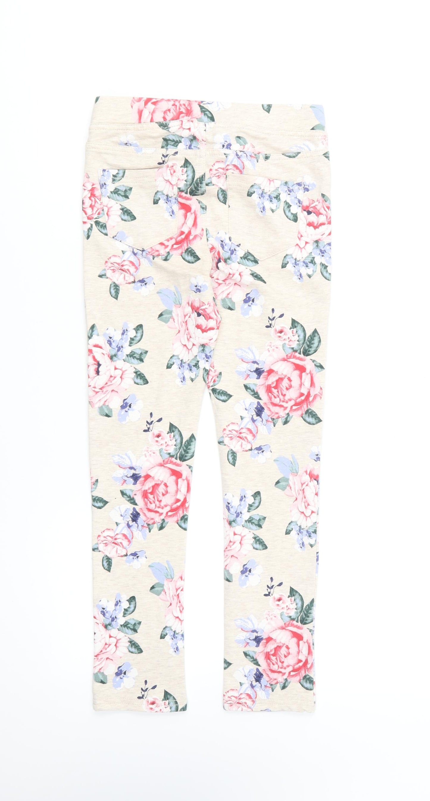 H&M Girls Multicoloured Floral Cotton Capri Trousers Size 8-9 Years Regular Pullover - Leggings