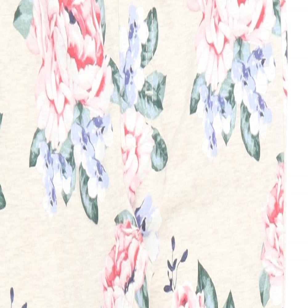 H&M Girls Multicoloured Floral Cotton Capri Trousers Size 8-9 Years Regular Pullover - Leggings
