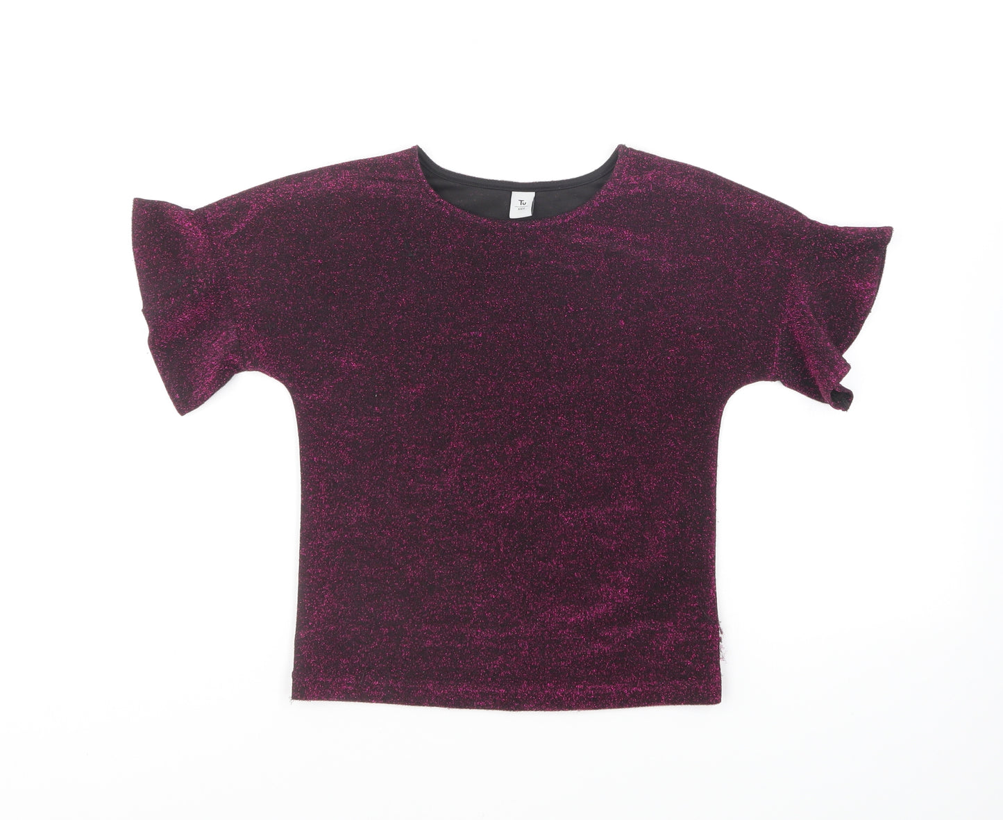 TU Girls Purple Polyester Basic T-Shirt Size 6 Years Round Neck Pullover