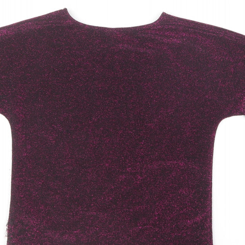 TU Girls Purple Polyester Basic T-Shirt Size 6 Years Round Neck Pullover