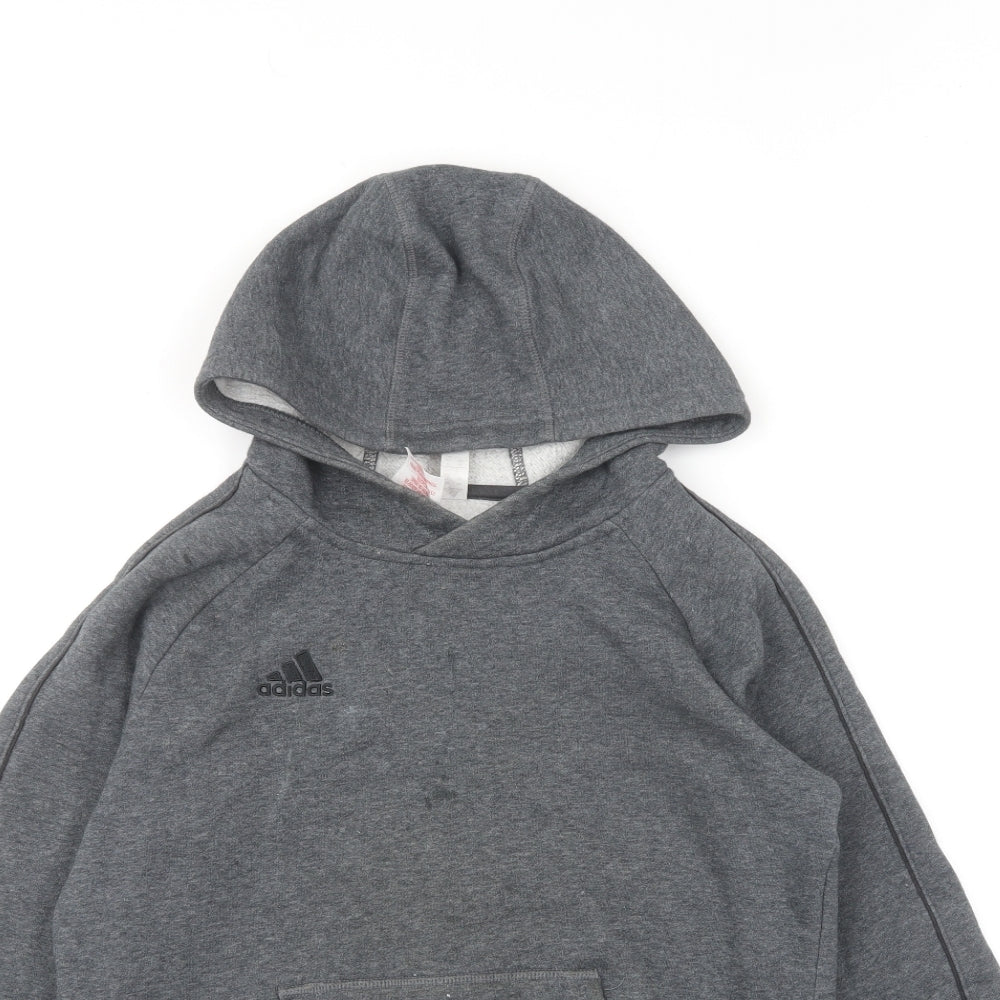 adidas Boys Grey Polyester Pullover Hoodie Size 10-11 Years Pullover