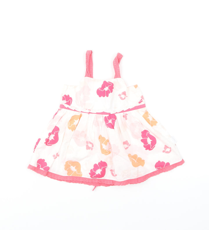 Pumpkin Patch Girls Multicoloured Floral Cotton Skater Dress Size 2 Years Square Neck Pullover