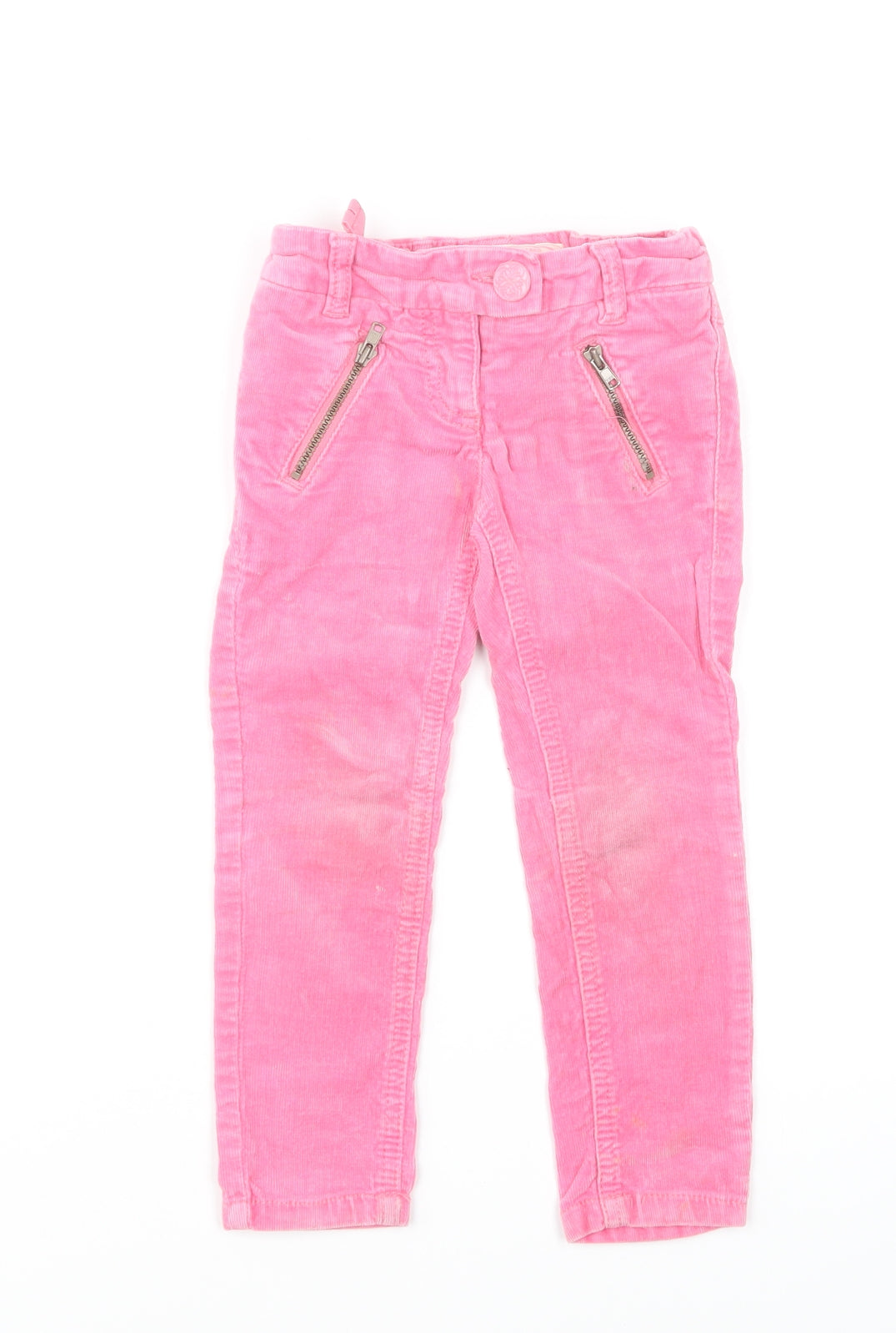 NEXT Girls Pink Cotton Capri Trousers Size 3 Years Regular Button